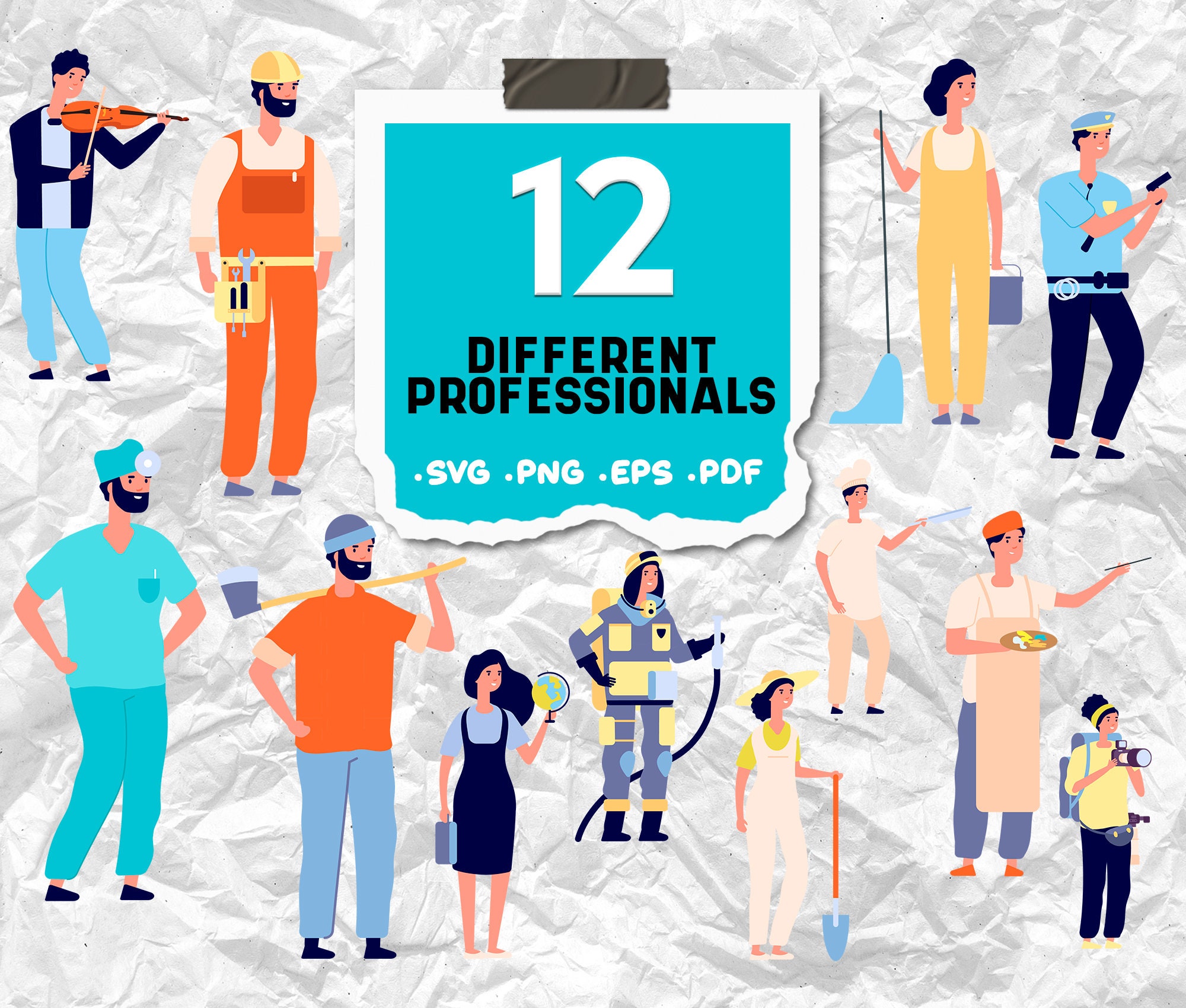 Professions Svg,jobs Vector Clip Art, Jobs Print, Jobs Image, Jobs