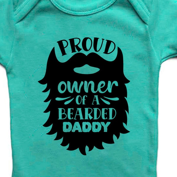 Orgulloso propietario de un papá barbudo, orgulloso propietario de un padre barbudo, regalo del día del padre del bebé, ropa linda para bebés, papá barbudo, bebé divertido, archivo de impresión