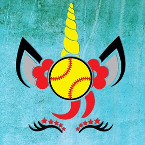 Unicorn baseball svg,unicorn svg,hair,unicorn yellow svg,flower unicorn svg,Girl Baseball Svg,Baseball Shirt Svg,Files for Cricut,print file