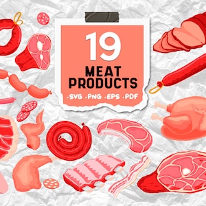 Fleischprodukte svg, Bündel, Fleisch svg Clipart, Food Clipart, Grill Clipart, Steak Clipart, Fleisch png Datei, Fleisch svg, Gegrilltes Fleisch svg, Wurst svg