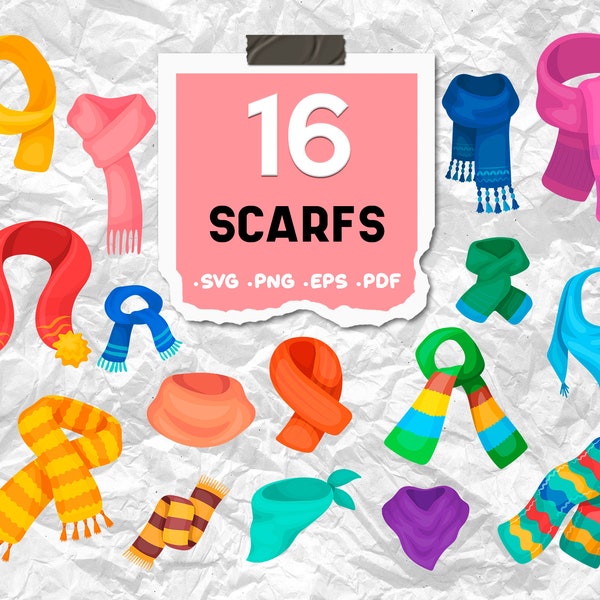 Scarfs svg,Winter Svg, Cold, Scarf Clipart,Winter Clothing Svg,Scarf print file, warm scarf svg, print file, printable, svg file