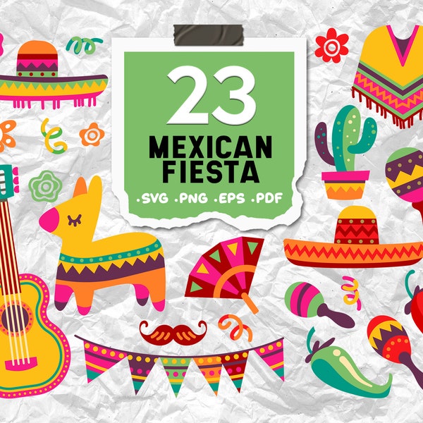 Big Fiesta Digital Bundle, Mexican Fiesta svg, Pinata, Guitar, Sombrero svg,Mexican svg,Cactus, Sombrero svg, Mustache, Mexican Theme Party