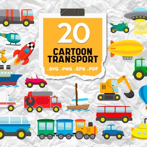 Svg de transport de dessin animé, svg de voitures de dessin animé, svg de voiture d’enfants, paquet de bus, svg de véhicule, svg de transport, svg de bus, svg d’automobile, fichier d’impression, imprimable, svg