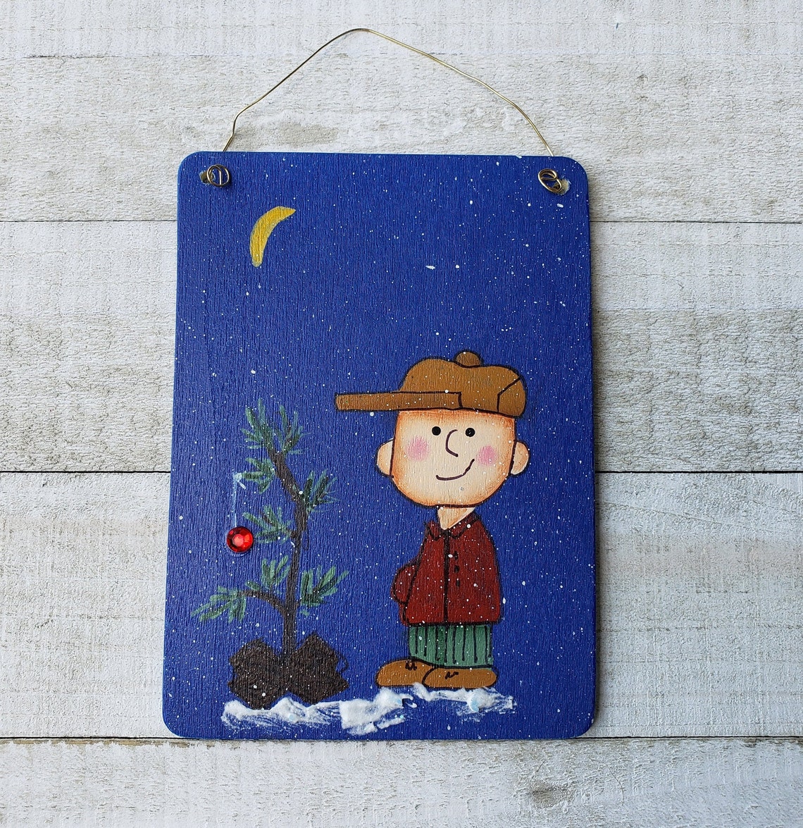 Charlie Brown Inspired Tree Ornament Hand Painted Wood Etsy