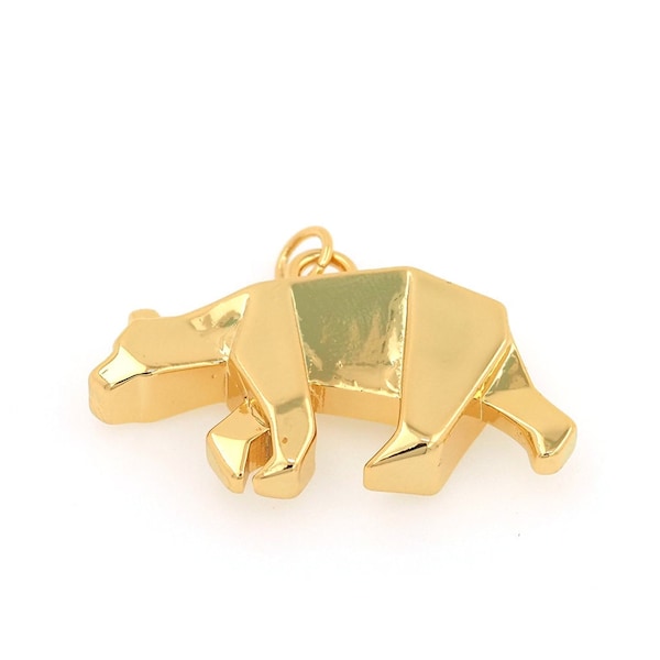 22.5x30x5,18K Gold Stuffed Polar Bear Pendant, Polar Bear Necklace, Animal Charm, DIY Jewelry Making