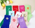 Personalized Embroidery Socks, Custom Text Logo Socks,  Party Socks, Unisex Cotton Socks,gifts for dad, mom, husband, wife, best friend。 product logo