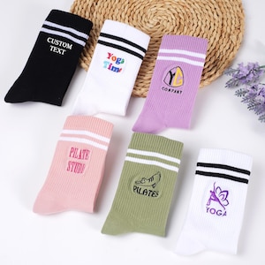 Custom Name Pilates Socks,Embroidered Non Slip Yoga Socks,Personalized Women Yoga Socks, Embroidered Non Slip Cotton Socks,Gift For Mom.