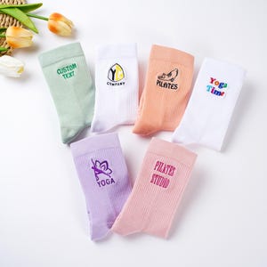 Custom Yoga Pilates Socks with your name,text,logo,  personalized Socks for Yoga lovers，Non Slip Trainer socks,Custom Women’s Socks.