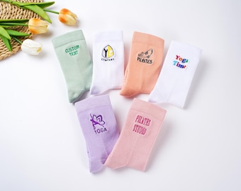 Custom Yoga Pilates Socks with your name,text,logo,  personalized Socks for Yoga lovers，Non Slip Trainer socks,Custom Women’s Socks.