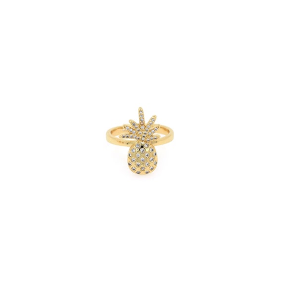 Micropavé CZ Pineapple Ring 18K Gold Filled Fruit Ring Ring Etsy