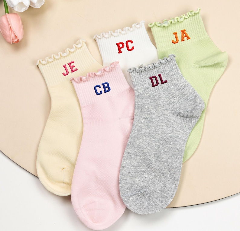 Green Ruffle Socks Personalized Name/date Ruffle Socks,custom Embroidered Socks,text Socks ...