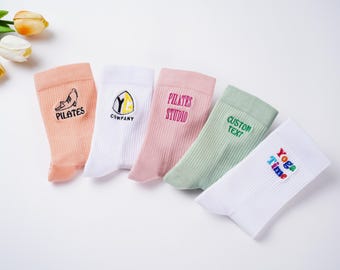 Custom Pilates Grip Socks,Women Yoga Trainer socks, with name,text,logo, Women sports gym socks,Non Slip Trainer Socks,Gift for Bridesmaid.
