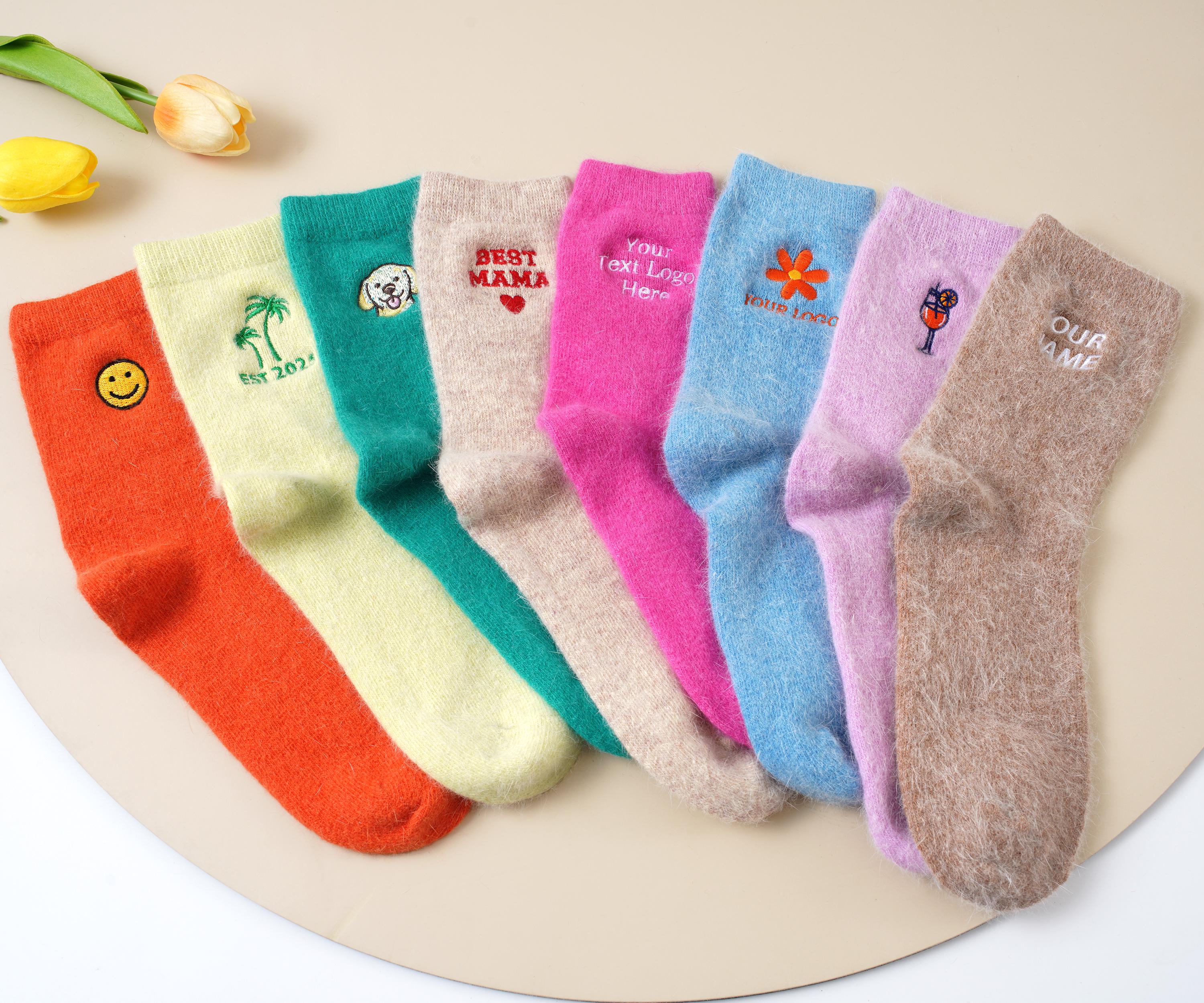 Custom embroidered Angola socks,Personalised Logo wool socks,Warm Cozy Winter Socks for Women,Premium Winter Warm Socks,Bachelor party gifts