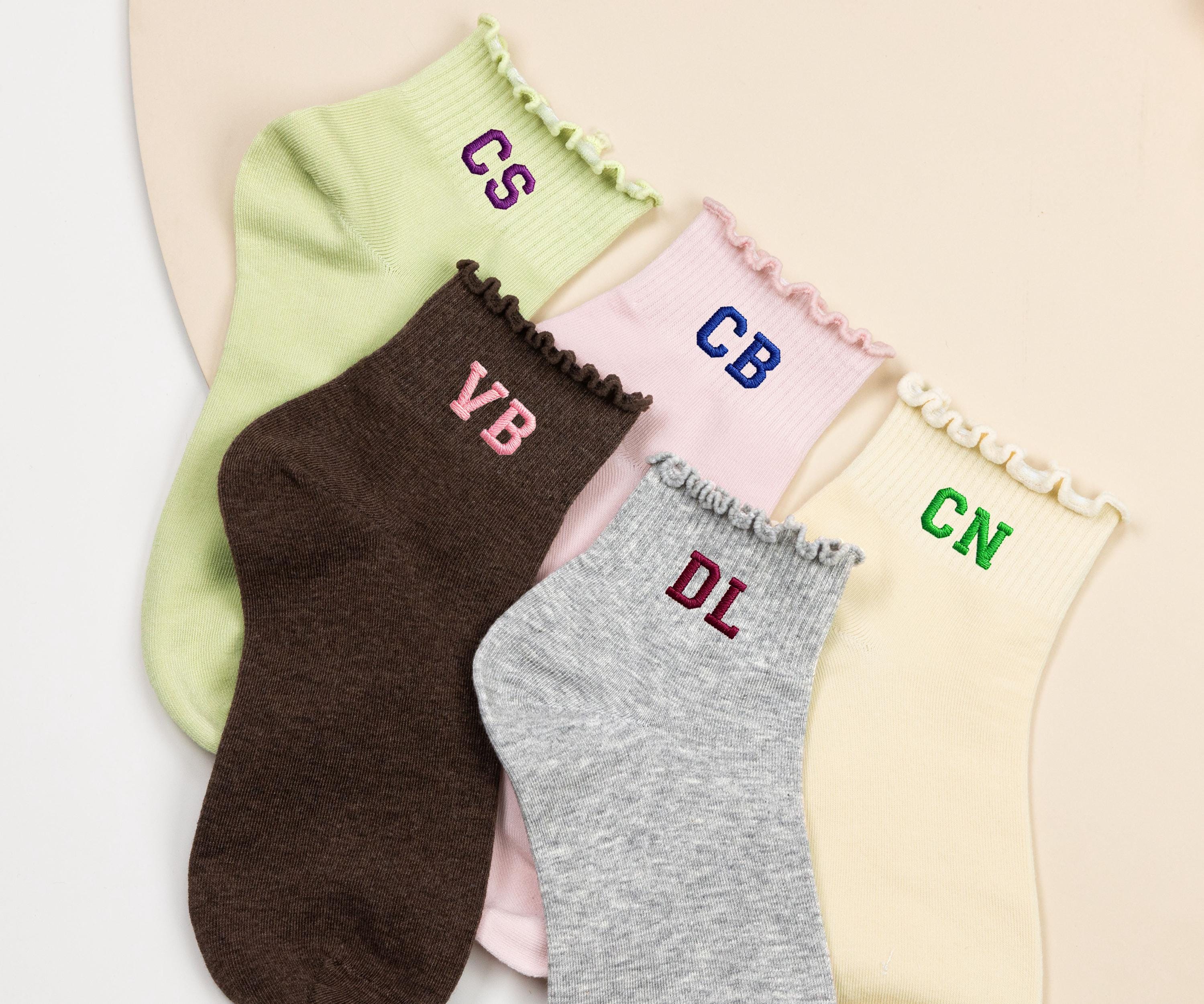 Personalized Name/date Ruffle Socks,custom Embroidered Socks,text Socks ...