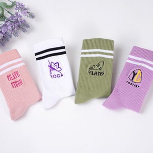 Personalized socks with your name, text, logo, Embroidered Yoga Pilates Socks,grip yoga socks Gift for Yoga lover teacher instructor.