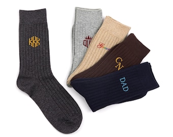 Personalisierte Herren Business Dress Socken, gestickte Monogramm Baumwollsocken, kundenspezifische Bräutigam Namen Socken, Hochzeitsandenken, Geschenke für Papa
