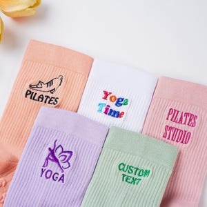 Custom Embroidered  Pilates Socks ,Non Slip Trainer socks,Women Yoga Trainer socks  Personalised Women’s Socks.Women sports gym socks.