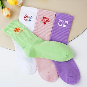 Custom Name Socks,Embroidered Family Name Crew Socks,Personalized Sock,Wedding Party Socks, Creative Birthday Gift,Gift for Him,Custom socks