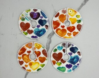 Colorful Valentine Hearts. Set of 4 G tube, GJ tube, Tubie, G-tube, Gtube mic-key button feeding tube pads. GTP189