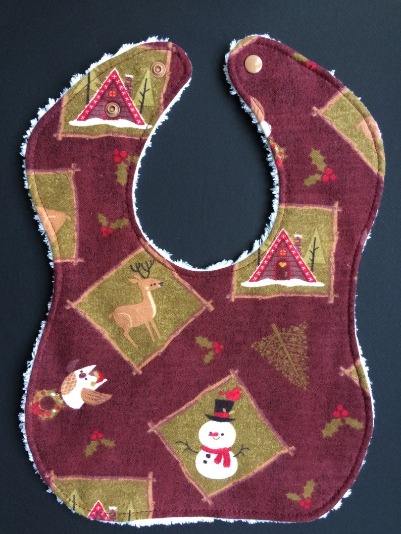 Absorbent Bib for Diners and Droolers Winter Woodland Scenes