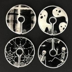 Glow in the Dark Halloween Mixed Sets. Gtube, GJ Tubie, G-tube Mic-key Button Feeding Tube pads. White Skeletons, Webs, Ghosts, Plaid GTP103