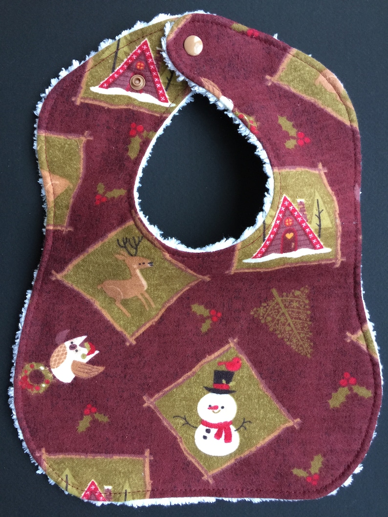 Absorbent Bib for Diners and Droolers Winter Woodland Scenes
