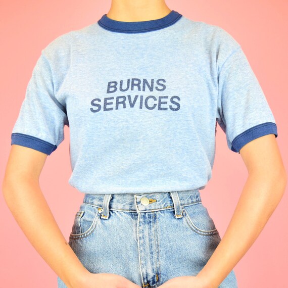 vintage 80s blue ringer tee