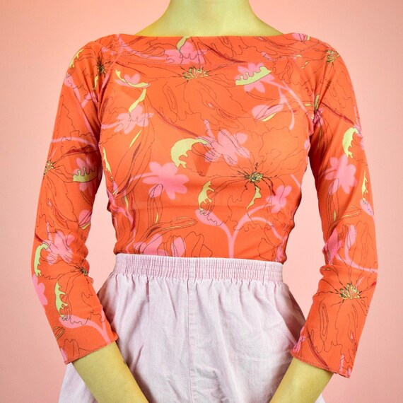 vintage 90s orange mesh top