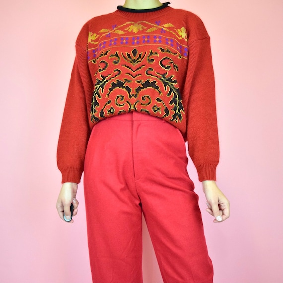 vintage 80s red sweater