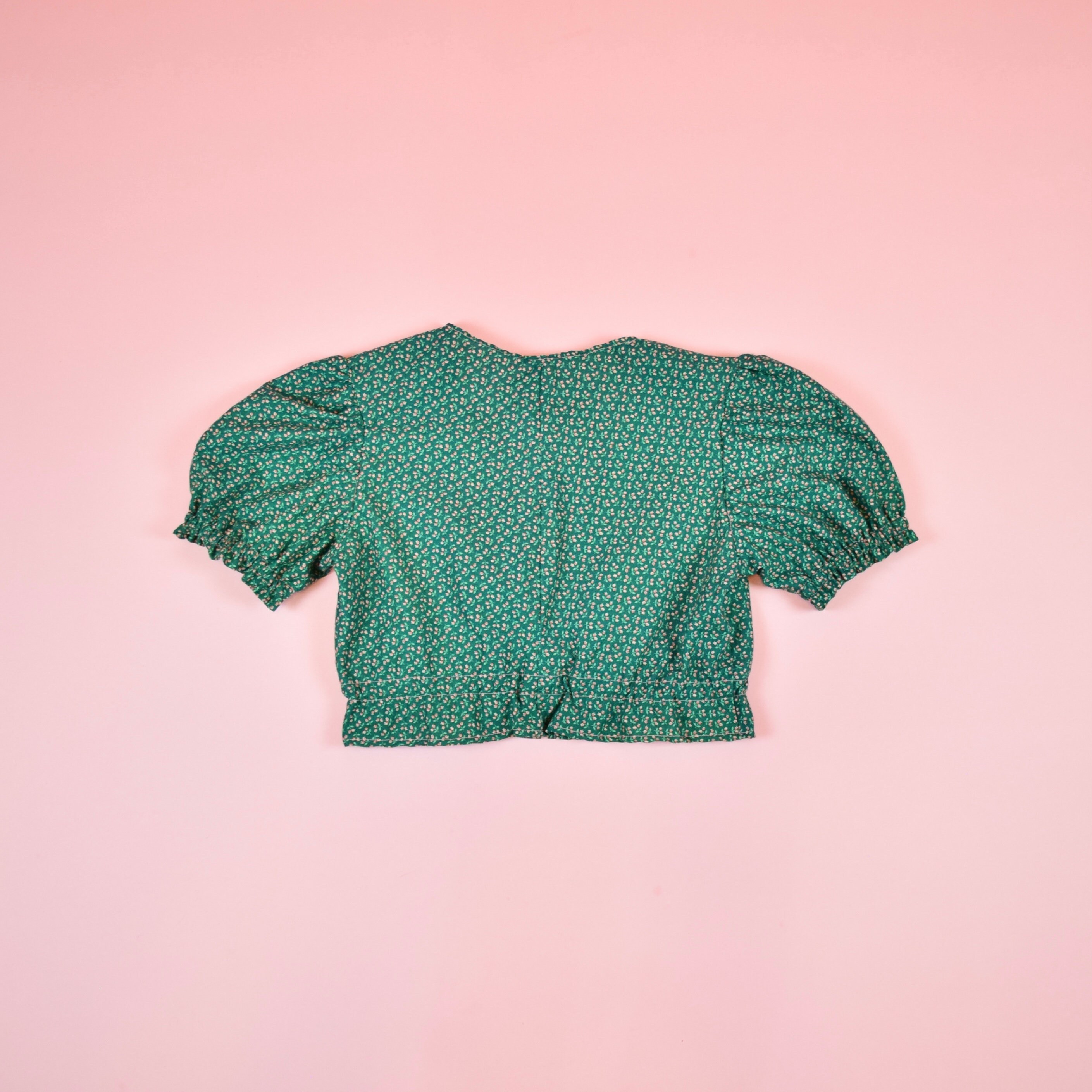 Handmade green floral puff sleeve crop top Etsy