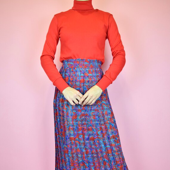 vintage 80s designer blue floral skirt