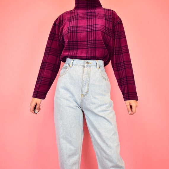 vintage 80s purple velvet turtleneck