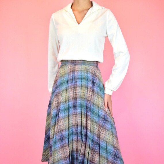 vintage 60s pink plaid skirt