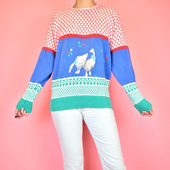 vintage 80s novelty duck sweater