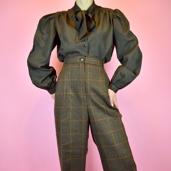 vintage 70s dark brown blouse