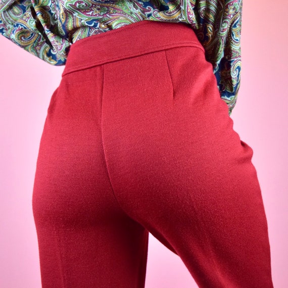 vintage 60s maroon red knit pants