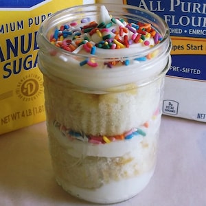 Birthday Cake in a Jar  - SPRINKLES! - Cake Jar - Party - Shower - Anniversary - Corporate Event - Birthday Gift - Gift