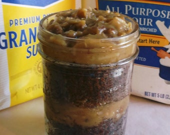 German Chocolate Cupcakes in a Jar - German Chocolate Frosting - 2 to 6 Pack - Gift - Birthday - Anniversary - Shower - Party - Cake Jar