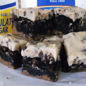 Cavity Brownies - Brownies - Chocolate Chip Cookie Crust - Chocolate chip Cookie Dough - Edible - Layered Brownies