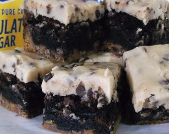 Cavity Brownies - Brownies - Chocolate Chip Cookie Crust - Chocolate chip Cookie Dough - Edible - Layered Brownies