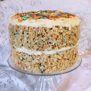 Rice Krispie - Rice Krispie Treats - Birthday Cake with Sprinkles!  - Birthday - Party - Anniversary - Shower - Someone Special - Gift