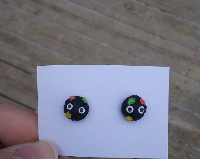 Polymer clay soot sprite earrings