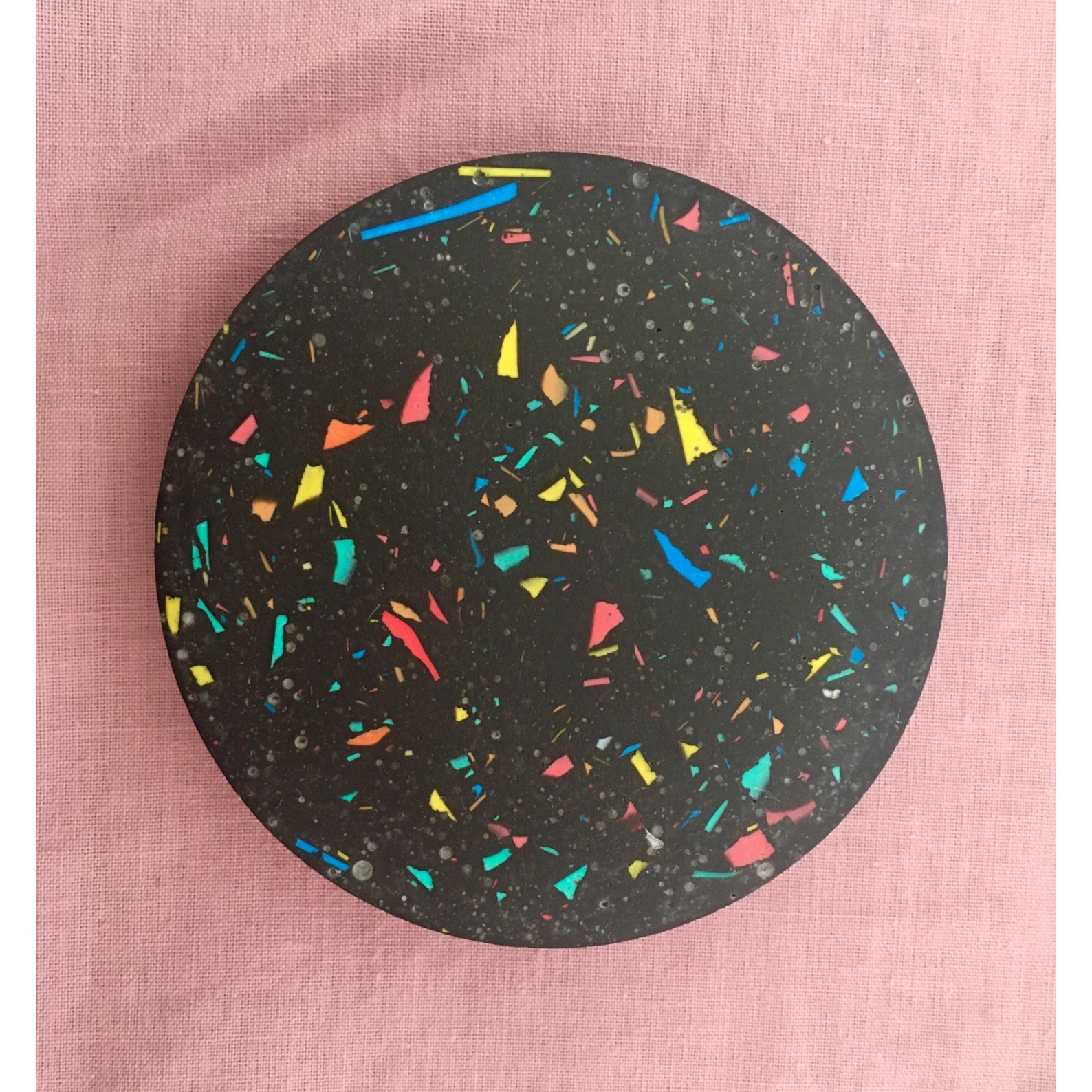 Set of two // Coasters // Jesmonite // Terrazzo // Black/Multi Etsy