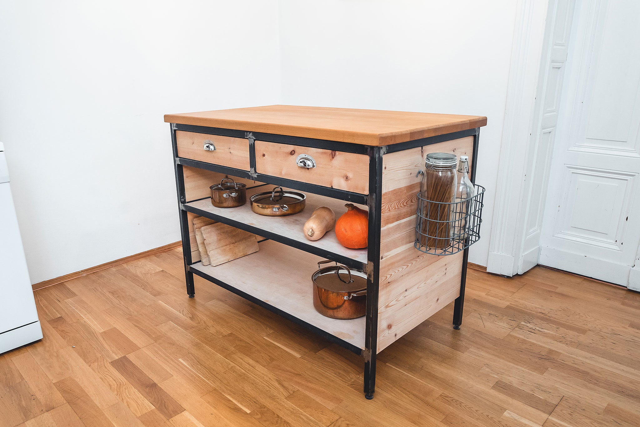 Kücheninsel aus Holz und Stahl | Etsy