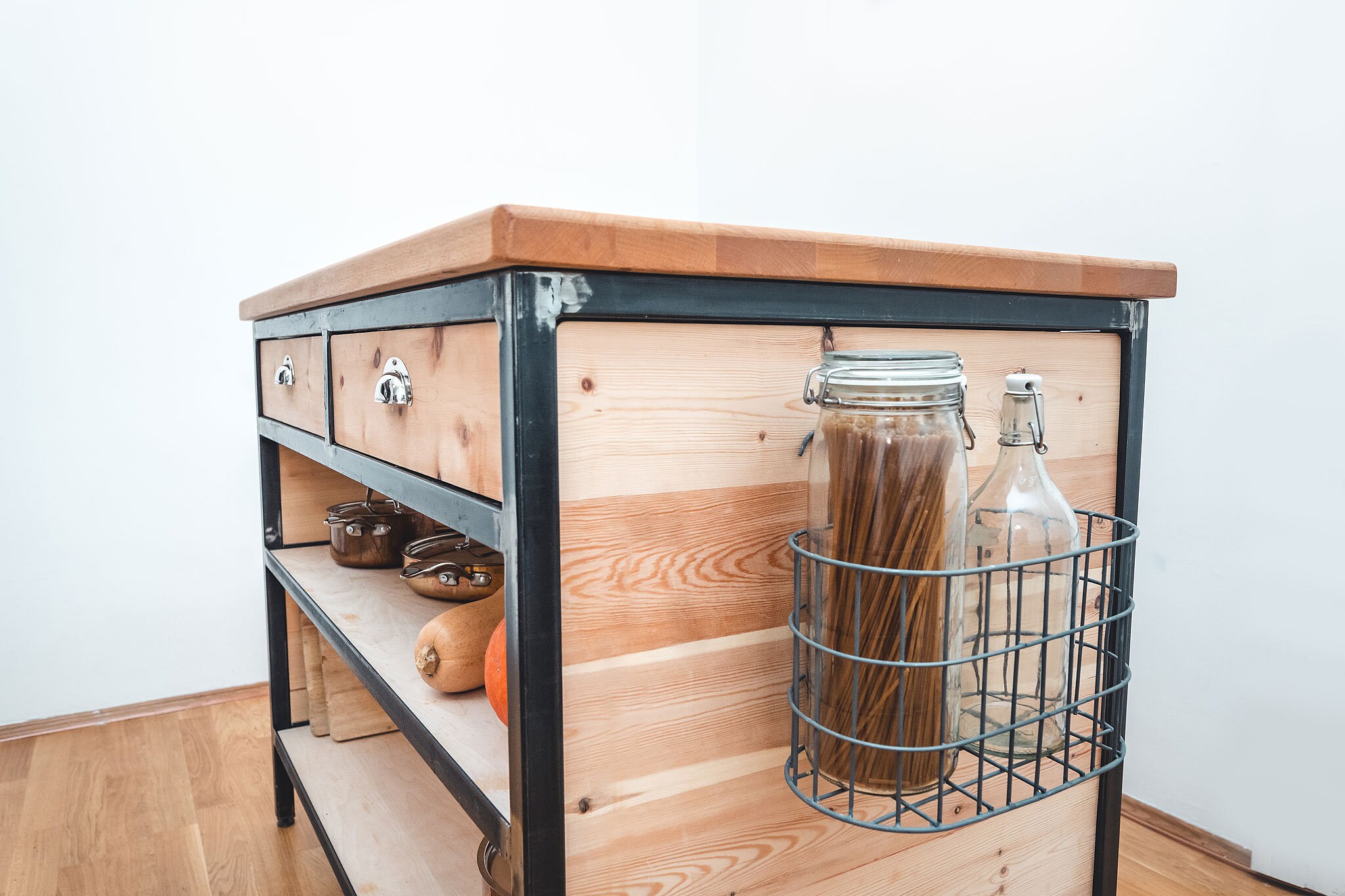 Kücheninsel aus Holz und Stahl | Etsy