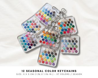 Brelok akrylowy z 12 sezonowymi kolorami | Mała, przenośna karta z próbkami palety do analizy kolorów | Plastikowy kieszonkowy przewodnik po palecie kolorów i prezent