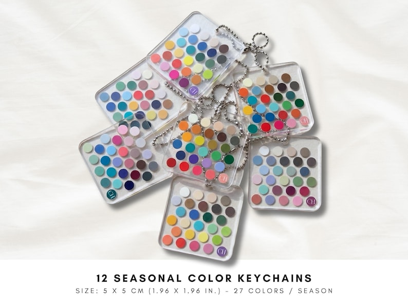 Colorful Keychains 12 Seasonal Color Acrylic Keychain | Small Portable Personal Color ...