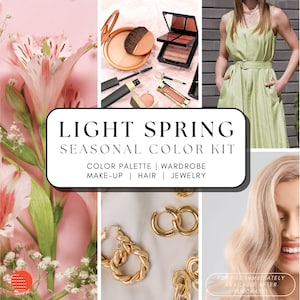 Light Spring Seasonal Color Guide | 12 Seasons Online Personal Color Analysis | Light Spring Palette, Styling, Make Up, Hair Color, Jewelry