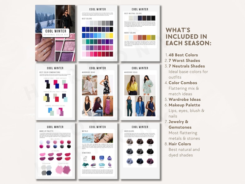 12 Seasonal Color Analysis Templates | Editable Canva Palette Guide for ...