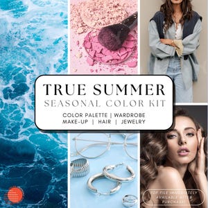 True Summer Seasonal Color Guide | 12 Seasons Online Personal Color Analysis | Cool Summer Palette, Styling, Make Up, Hair Color, Jewelry